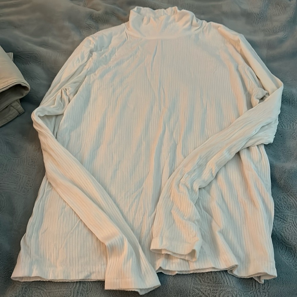 White light weight ribbed turtleneck